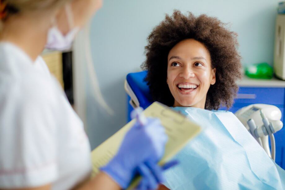 woman consulting with dentist